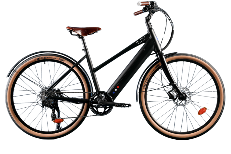 Vélo urbain noir élégant fond transparent.