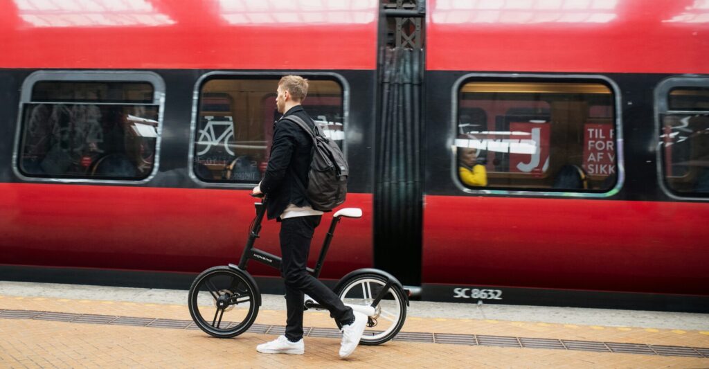 folding electric bike train commute